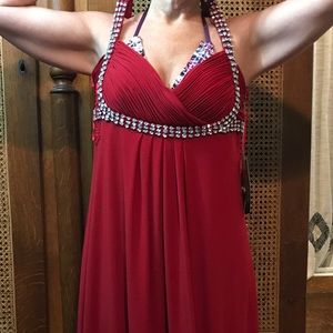 NWT Nordstroms Red Rhinestone Evening Gown